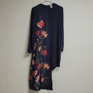 Mother Of Pearl X BBC Earth Navy Organic Silk Assymetrical Dress, Women's Sz 6